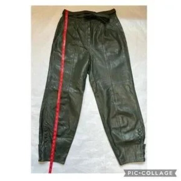 Ulla Johnson Navona High-Rise Leather Pants. Size 8. Color-Green - Picture 9 of 11